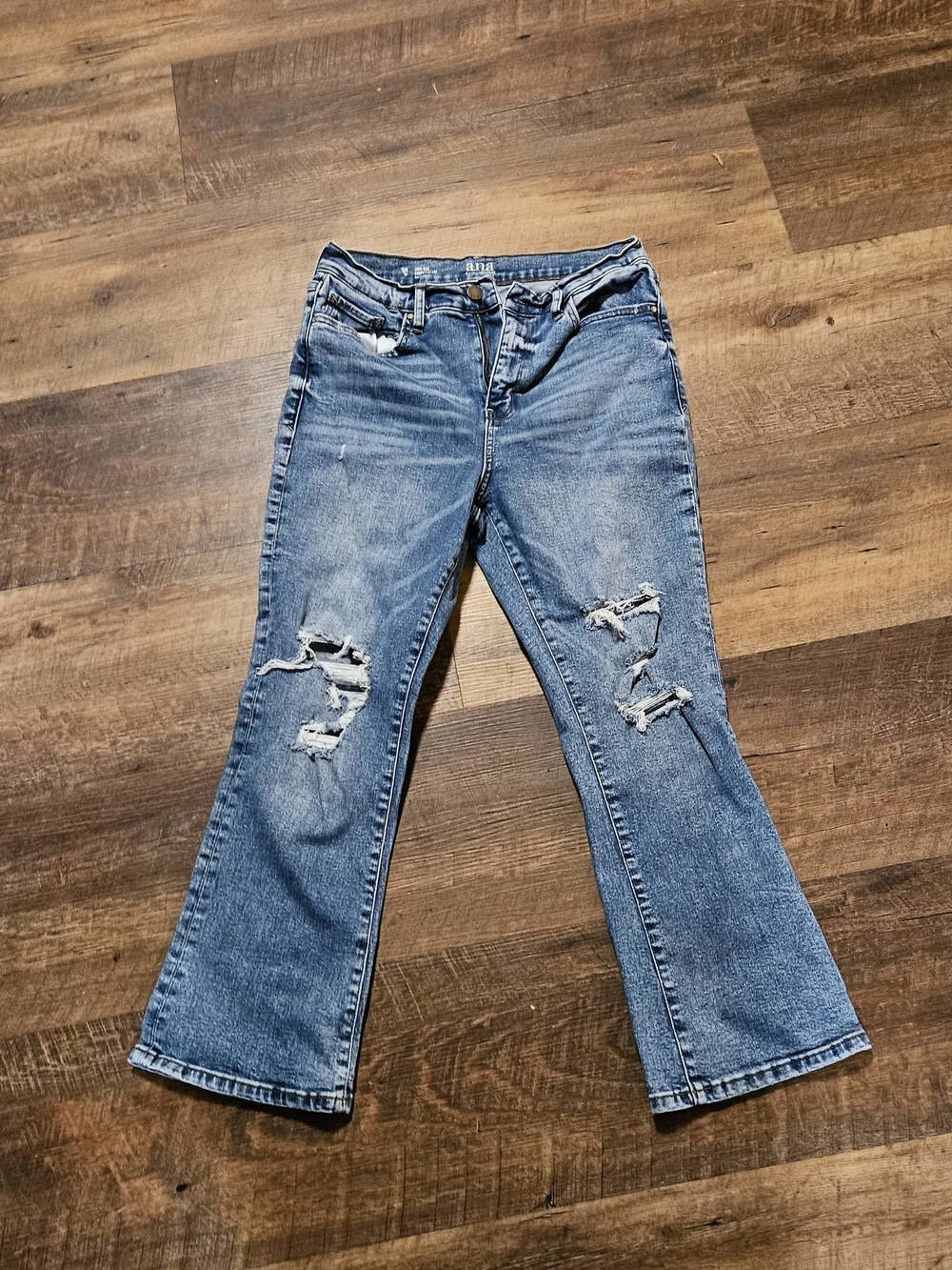 a.n.a Distressed Light Blue Flare Jeans